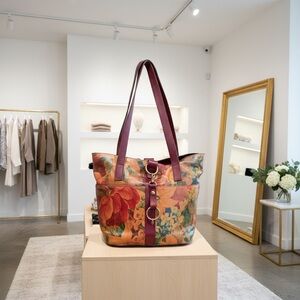Patricia Nash Autumn Bloom Multicolor Fall Floral Leather Tote with Dustbag